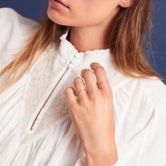 Feather Bone Anthropologie Boho Embroidered Beaded Long Sleeve Blouse Size Small - Picture 2 of 9